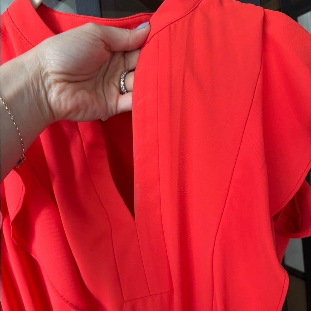 Amanda Uprichard Barreta dress serrano smock splice short sleeve ruffle tiered - Picture 5 of 11